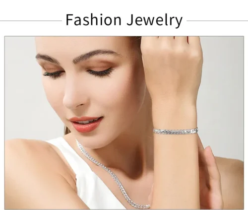 Urmylady 925 prata esterlina 2 peças 6mm corrente lateral completa colar pulseira para mulheres homens moda conjuntos de jóias presente de casamento - Imagem 13