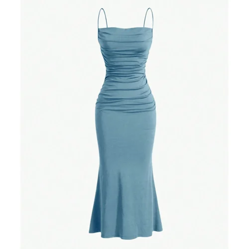 Mia Muse Vestidos femininos para todas as estações, elegantes, justos, alça espaguete, bainha sereia, maxi vestidos de festa da moda - Imagem 8