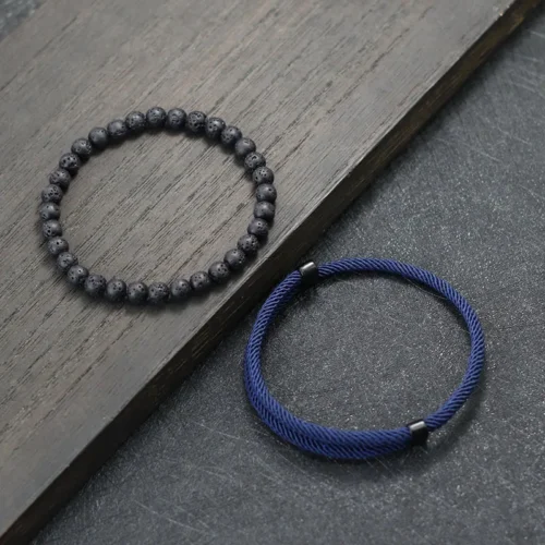 Moda masculina pulseira conjunto 2 pçs deslizante ajustável sorte fio vermelho braslet acessórios hombre presentes para ele braçadeira herren jooias - Imagem 8