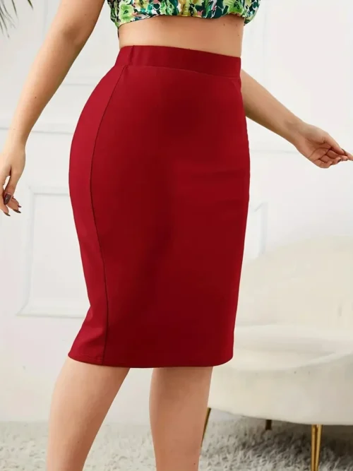 2024 verão plus size sólido saia fina, casual saia de fenda de cintura alta, roupas femininas plus size - Imagem 17