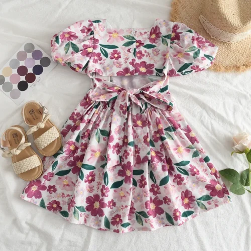 Urso líder rosa xadrez arco vestido elegante lolita criança grandes meninas midi vestido crianças vestidos adolescentes festa princesa vestido de verão - Imagem 17