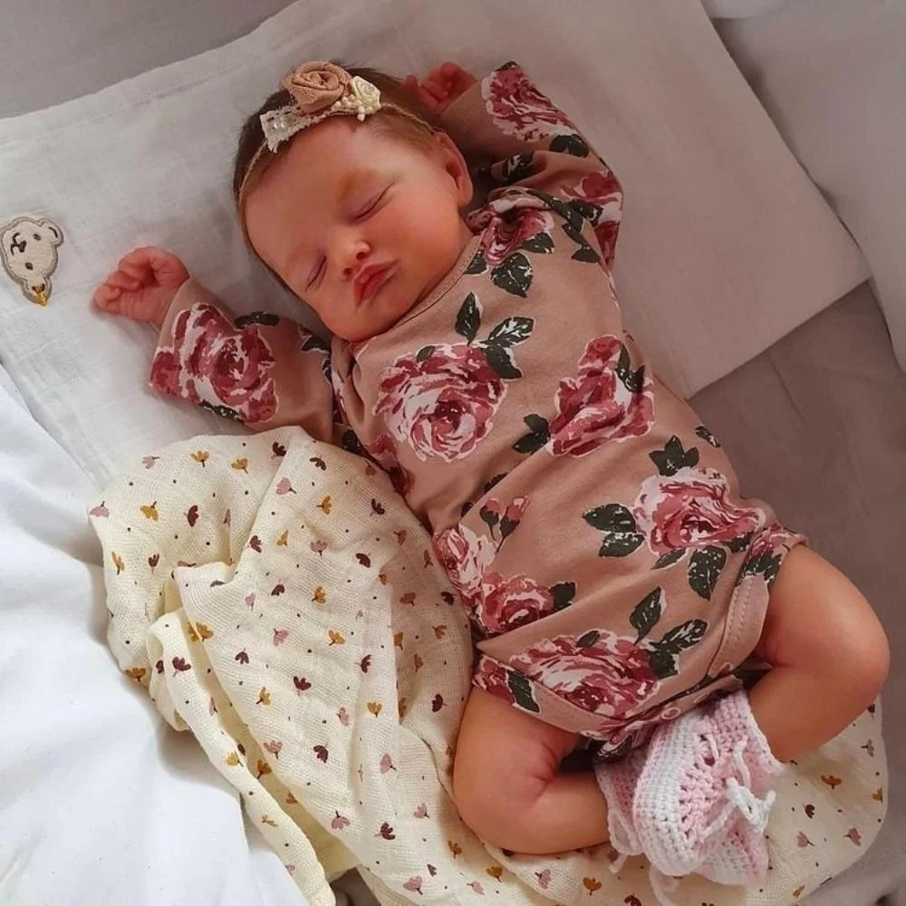 Boneca bebê reborn, 48cm, rosalie, menina, pele 3d, veias visíveis, vinil realista, recém-nascido com acessórios de boneca, brinquedo, idade 3 +