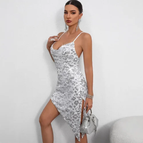 vestido halter clube elegante festa curto vestido de verão roupas femininas bodycon vestido de baile - Imagem 3
