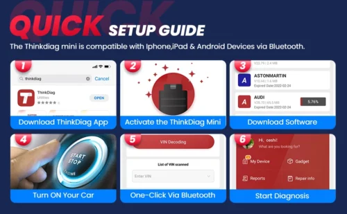 THINKCAR THINKDIAG MINI Auto OBD2 Bluetooth Scanner Sistema Completo Diagnóstico Todos os Carros Vitalício Gratuito Ferramenta de Diagnóstico Automotivo - Imagem 12