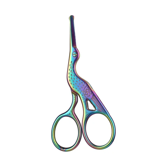 Cabeça redonda de aço inoxidável nariz tesoura cabelo tipo cegonha beleza tesoura para sobrancelhas nariz cabelo barba orelha cabelo sobrancelha tesoura - Imagem 7