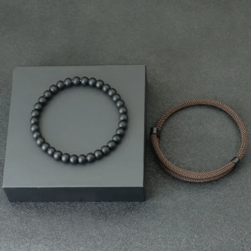 Moda masculina pulseira conjunto 2 pçs deslizante ajustável sorte fio vermelho braslet acessórios hombre presentes para ele braçadeira herren jooias - Imagem 7