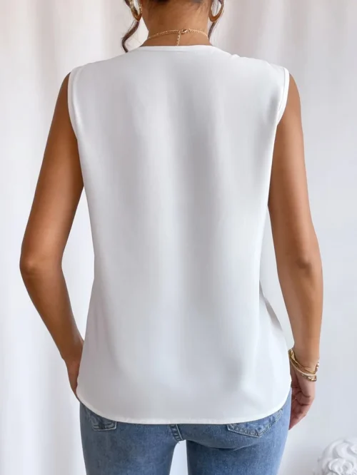 Sólido casual solto sem mangas blusas para mulheres moda verão camisas e blusas de grandes dimensões elegantes jovens femininos topos - Imagem 22