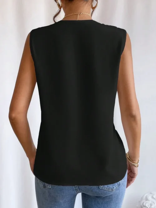 Sólido casual solto sem mangas blusas para mulheres moda verão camisas e blusas de grandes dimensões elegantes jovens femininos topos - Imagem 28