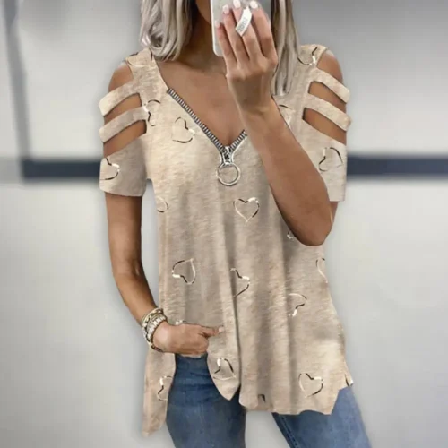 Mulheres verão topo com decote em v baixo corte oco para fora manga curta camiseta combinar calças soltas plus size blusa feminina roupas femininas - Imagem 14