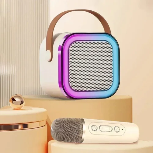 K12 máquina de karaokê portátil bluetooth 5.3 sistema de alto-falante pa com 1-2 microfones sem fio casa família cantando presentes das crianças - Imagem 4