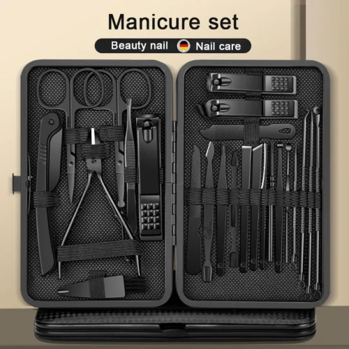 8/12/15/20/24 pçs cortadores de manicure conjunto cortador de unhas doméstico colher de orelha de aço inoxidável ferramenta tesoura pedicure para beleza