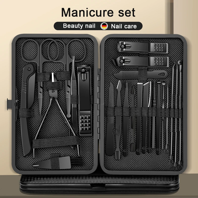 8/12/15/20/24 pçs cortadores de manicure conjunto cortador de unhas doméstico colher de orelha de aço inoxidável ferramenta tesoura pedicure para beleza