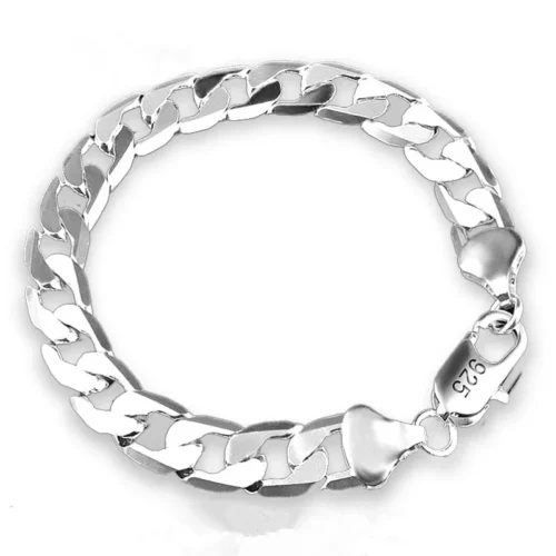 Pulseira de prata esterlina 925, pulseira lateral de prata 6mm8mm10mm, pulseira masculina e feminina, joias - Imagem 7