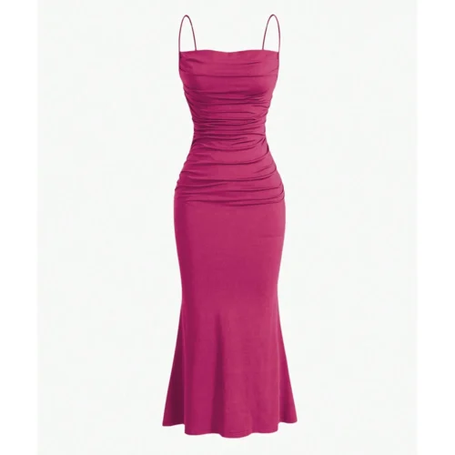 Mia Muse Vestidos femininos para todas as estações, elegantes, justos, alça espaguete, bainha sereia, maxi vestidos de festa da moda - Imagem 7