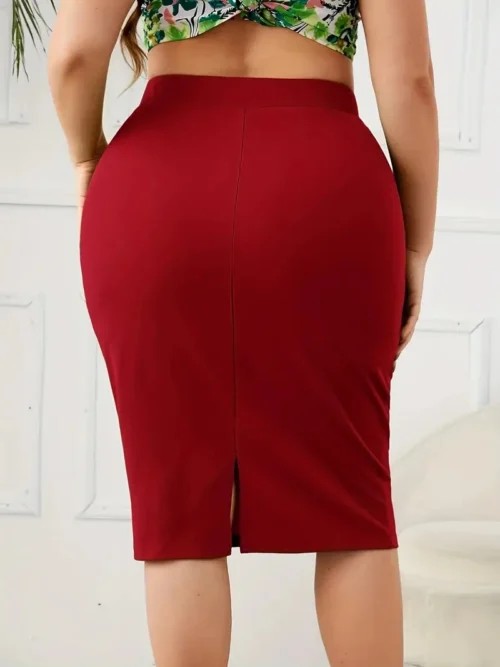 2024 verão plus size sólido saia fina, casual saia de fenda de cintura alta, roupas femininas plus size - Imagem 16