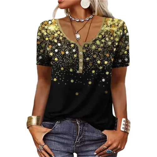 Camisas elegantes para mulheres manga curta moda estilo étnico solto retro casual botão blusas 3d flor impressão solta verão topos - Imagem 2