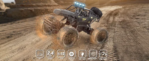 4wd rc carro 1:12 fora da estrada 4x4 todos os terrenos carros de controle remoto rádio elétrico buggy caminhão corrida deriva com luzes led brinquedos presentes - Imagem 13