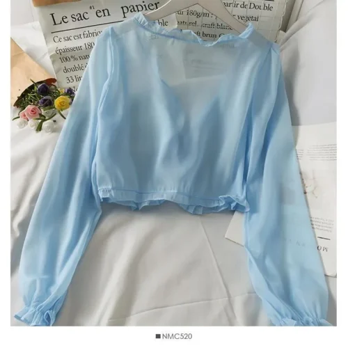 Manga longa fina respirável camisetas femininas laço arco cardigan blusa roupas babados proteção solar outwear blusa para capas - Imagem 5