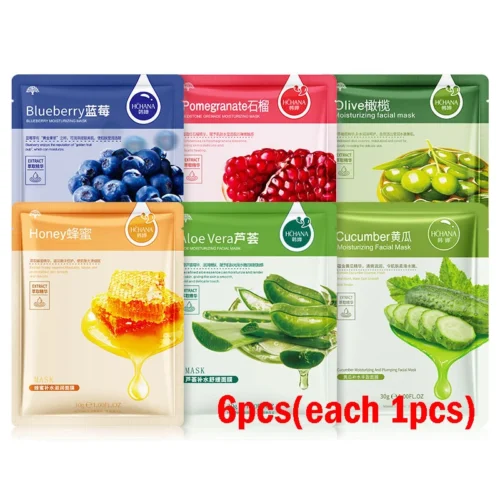 6/12 pçs frutas máscara facial hidratante controle de óleo endurecimento aloe coreano cosméticos folha máscara facial beleza cuidados com a pele projetos - Imagem 8