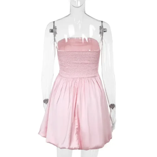 Trendix sexy bandeau mini vestido feminino fora do ombro sem mangas plissado vestidos de cintura alta senhoras festa elegante vestido de moda 2024 - Imagem 14