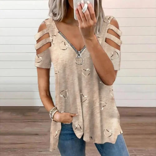 Mulheres verão topo com decote em v baixo corte oco para fora manga curta camiseta combinar calças soltas plus size blusa feminina roupas femininas - Imagem 13