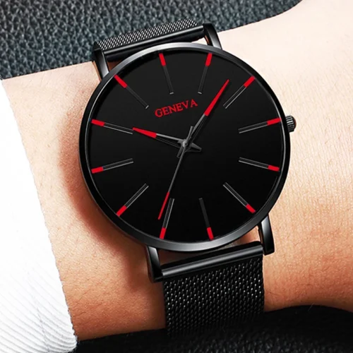 Moda ultra-fino masculino relógios de negócios banda de malha de aço relógio de quartzo masculino relogio masculino - Imagem 4
