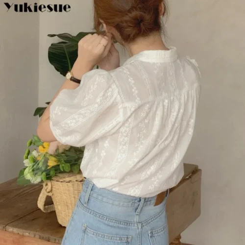 Blusa com gola V para mulheres, camisas de lazer, tops com tudo, estilo coreano, roupa elegante, cor sólida - Imagem 3