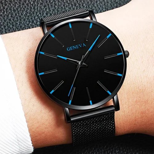 Moda ultra-fino masculino relógios de negócios banda de malha de aço relógio de quartzo masculino relogio masculino - Imagem 3