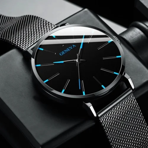 Moda ultra-fino masculino relógios de negócios banda de malha de aço relógio de quartzo masculino relogio masculino - Imagem 5