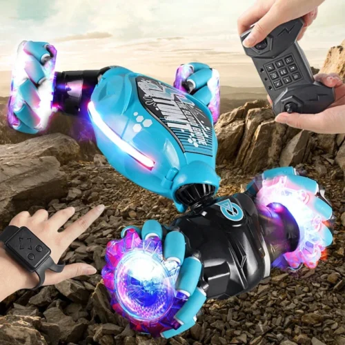 Carro de deriva 4WD RC com luzes LED de música 2.4G Gesto Rádio Controle Remoto Spray Stunt Car 360 °   Presentes de brinquedos de carro de escalada giratório - Imagem 3
