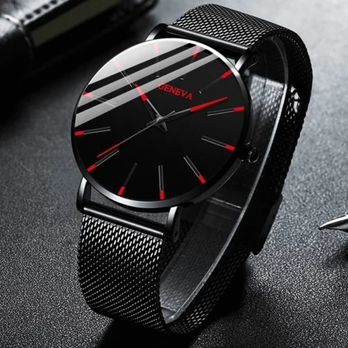 Moda ultra-fino masculino relógios de negócios banda de malha de aço relógio de quartzo masculino relogio masculino - Imagem 2