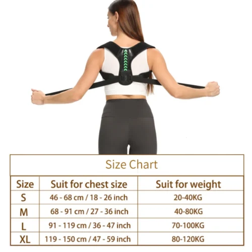 Corretor ajustável da postura do ombro traseiro, clavícula, suporte da espinha, remodelar seu corpo, casa, escritório, esporte, parte superior das costas, cinta de pescoço - Imagem 12