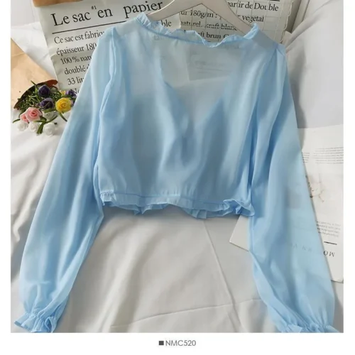 Manga longa fina respirável camisetas femininas laço arco cardigan blusa roupas babados proteção solar outwear blusa para capas - Imagem 14