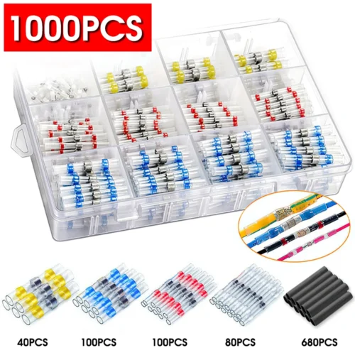 100-1000 pces conectores de fio de vedação de solda termo retrátil conectores de extremidade de solda kit automotivo marinho isolado com 300w pistola de ar quente - Imagem 8