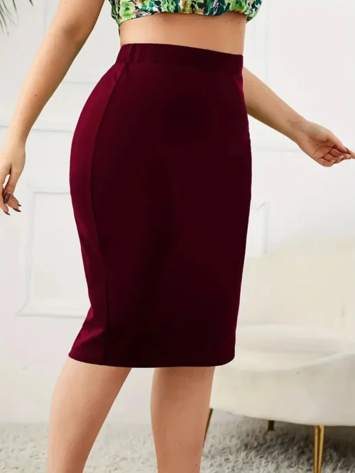 2024 verão plus size sólido saia fina, casual saia de fenda de cintura alta, roupas femininas plus size - Imagem 21