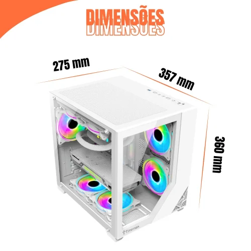 Gabinete Pc Gamer Aquário Vidro Temperado Com Filtro Poeira Titorion - Imagem 6