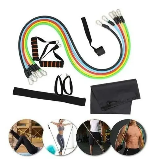Kit 11 Elastics Extenders Functional Workout Gym Gym Gynastica Fitness Fitness Exercises Muscles Development - Imagem 4