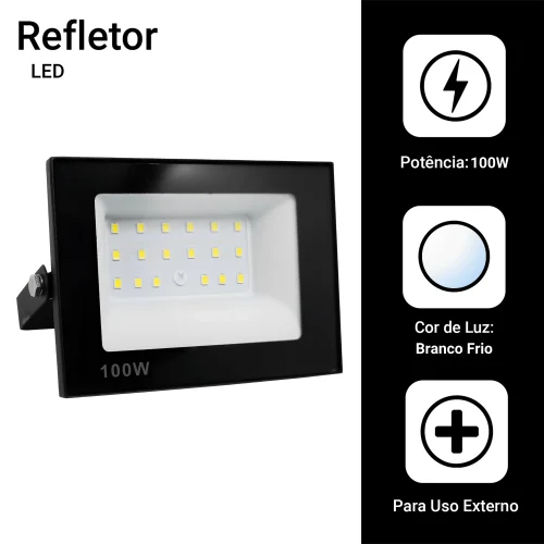 Refletor Led 100w Holofote Bivolt Prova Dágua Luz Forte - Imagem 11