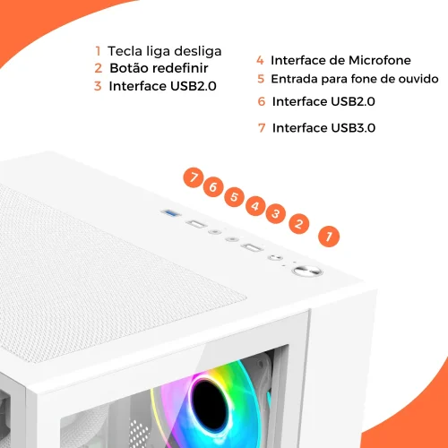 Gabinete Pc Gamer Aquário Vidro Temperado Com Filtro Poeira Titorion - Imagem 4