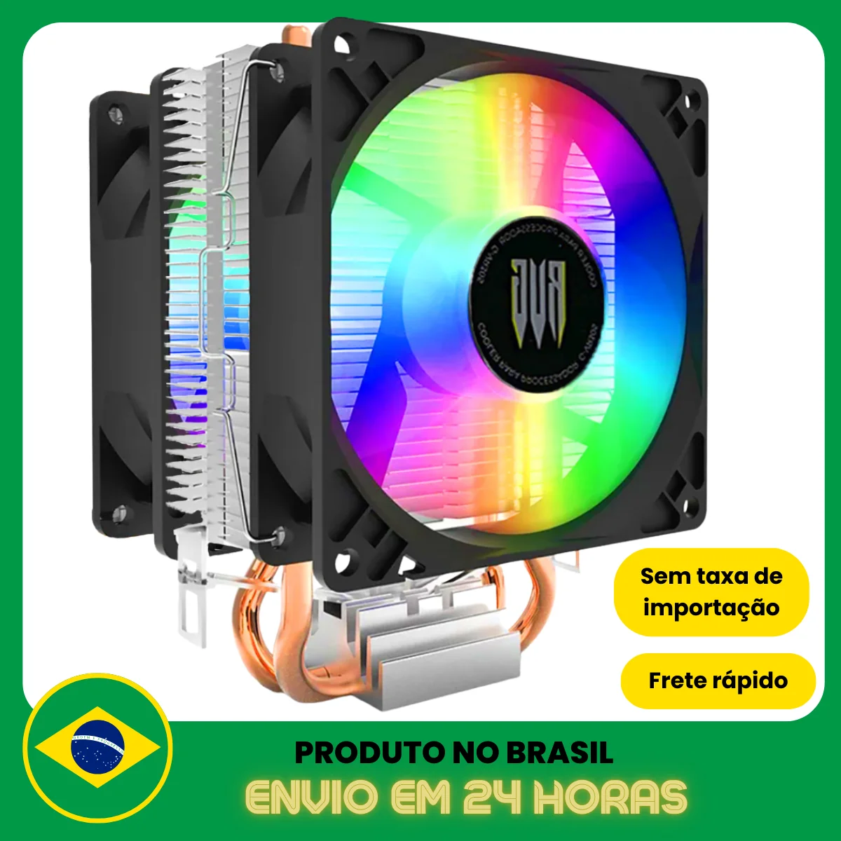 Air Cooler Processador Duplo Pc Cpu Rgb Intel Amd Universal