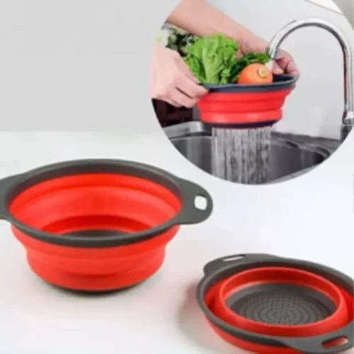 Escorredor Retrátil Silicone Redondo Prático Compacto Para Macarrão Frutas Legumes Cozinha Funcional Para Casa Louças - Imagem 4