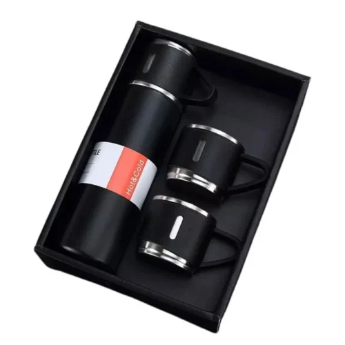 Kit Garrafa Térmica Conjunto Frasco A Vácuo 500ml Com 3 Xícaras - Imagem 9