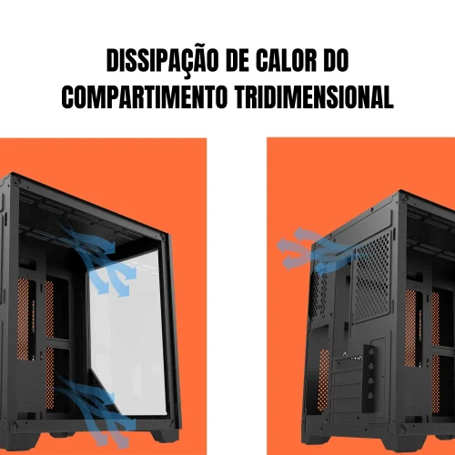 Gabinete Pc Gamer Aquário Vidro Temperado Com Filtro Poeira Titorion - Imagem 3