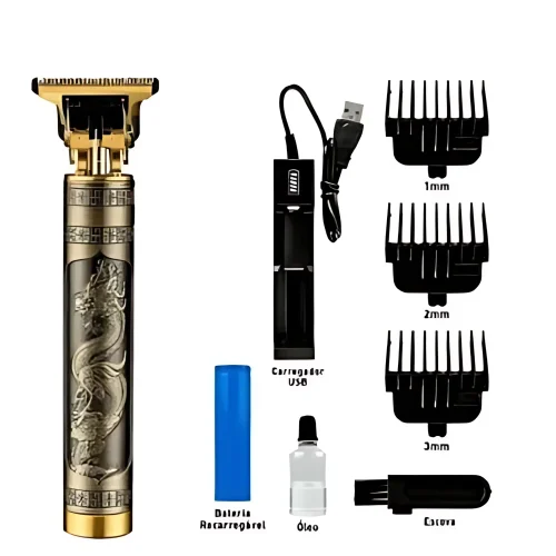 Máquina De Cortar Cabelo Para Barba Masculina Aparador Profissional barbeador acabamento Sem Fio Portátil T9 - Imagem 3