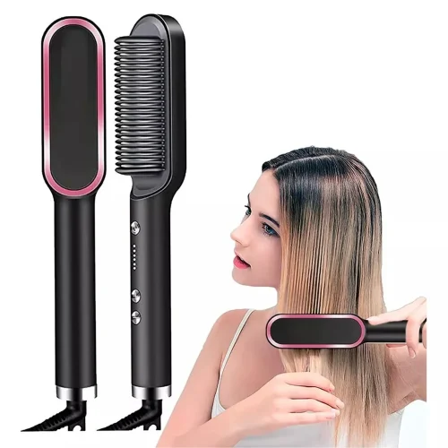 Escova De Cabelo 3 em 1 Elétrica com Pente De Aquecimento Para Alisador bivolt 120 220 - Imagem 4