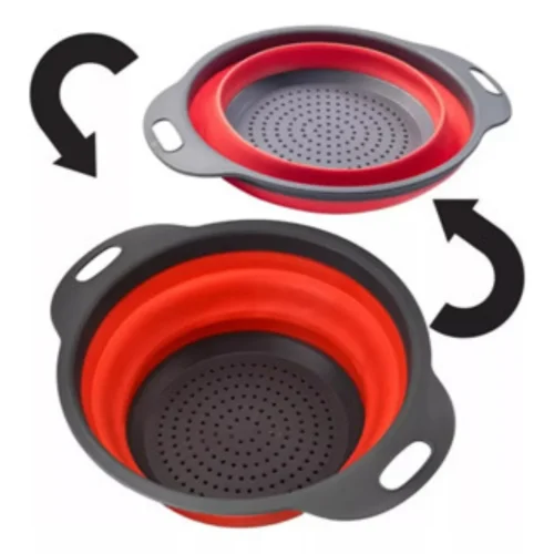 Escorredor Retrátil Silicone Redondo Prático Compacto Para Macarrão Frutas Legumes Cozinha Funcional Para Casa Louças - Imagem 5