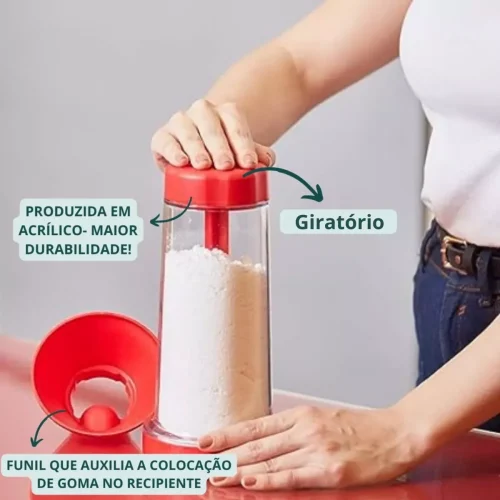 Peneira Tapioca Farinha Açúcar Polvilhador Cozinha Aço Inox Plástico Resistente Fina Grossa Utensílio Culinário Multiuso Confeit - Imagem 2