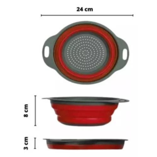 Escorredor Retrátil Silicone Redondo Prático Compacto Para Macarrão Frutas Legumes Cozinha Funcional Para Casa Louças - Imagem 3
