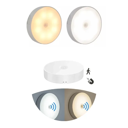 Luminárias Led S/ Fio Com Sensor Presença Usb Recarregável Luz Quente e Fria - Imagem 3