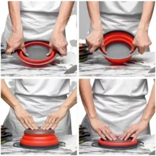 Escorredor Retrátil Silicone Redondo Prático Compacto Para Macarrão Frutas Legumes Cozinha Funcional Para Casa Louças - Imagem 6
